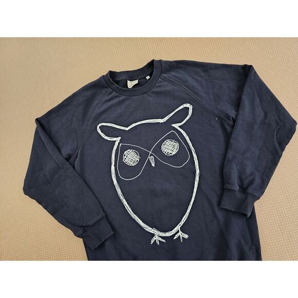 KnowledgeCotton Apparel Black Owl Men’s Crewneck Sweatshirt Large 100% Cotton - Picture 5 of 11